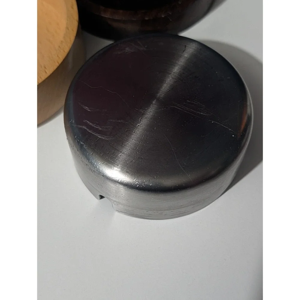 Two-Tone Wooden Magnetic Ashtray with Removable Stainless Steel Liner & Lid